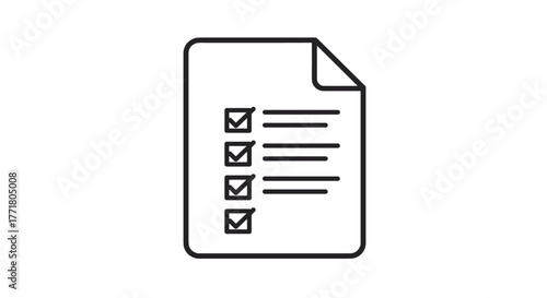 Checklist paper icon with checkboxes simple linear design for task management