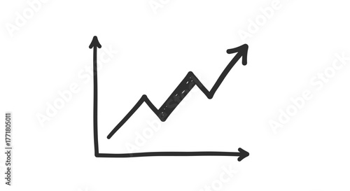 Hand drawn graph with upward trend arrow for financial growth and success