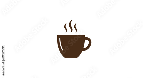 Simple coffee cup icon with steam in minimalist style