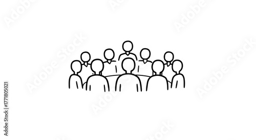 Team meeting concept with outline people in conference setting