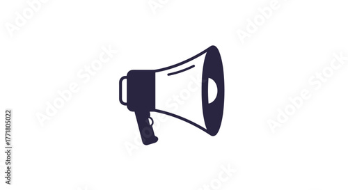 Minimalist megaphone icon on white background for communication themes