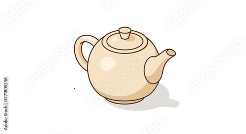 Charming ceramic teapot in minimalistic design with light shadow