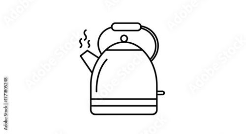 Steam rising kettle icon minimalist outline design for kitchen themes