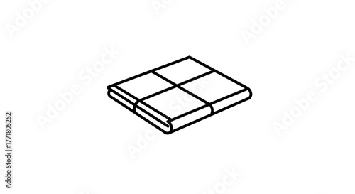 Folded newspaper icon in minimalistic black outline on white background