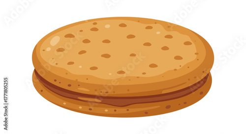 Delicious chocolate sandwich cookie with crunchy texture in cartoon style