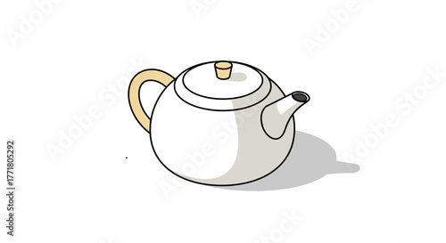 Isometric teapot with minimalist design and subtle shadow