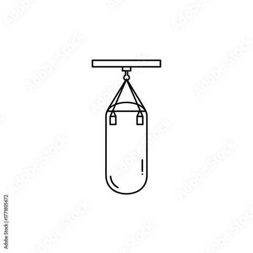 Minimalist linear design of punching bag for gym and fitness themes