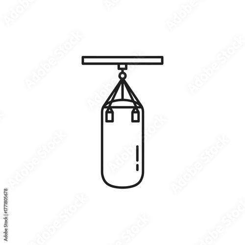 Minimalist line art of hanging punching bag for fitness and boxing design