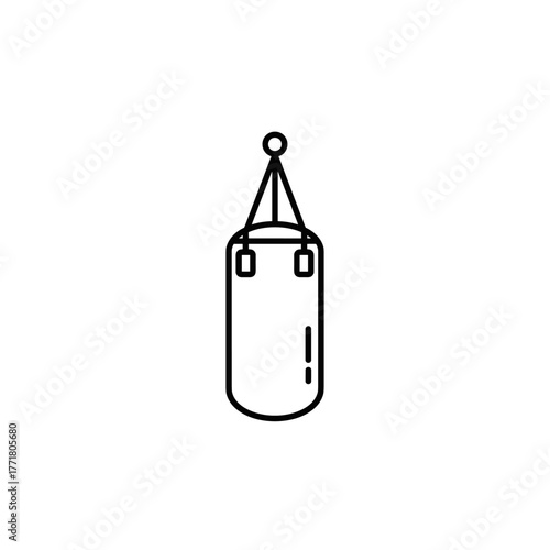 Minimalist linear punching bag icon for fitness and boxing themes