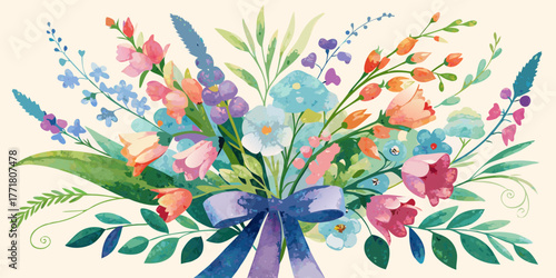 Pink seamless floral pattern vector art with butterfly and summer spring leaf decoration