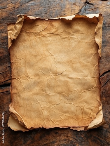  Blank Crumpled Antique Scroll for Map Making or Treasure Hunt, Vintage Design Element.