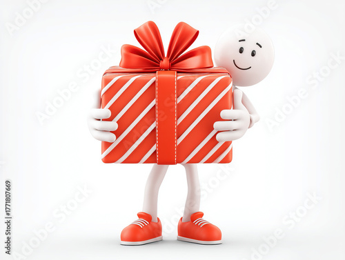 a 3d man holding a Christma...