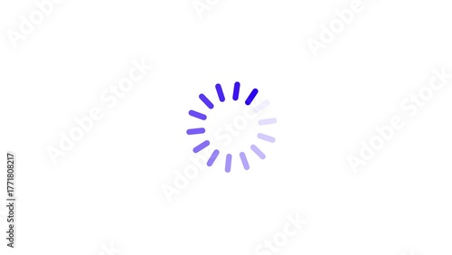 Spinning circular loading indicator with blue and white segments on a clean white background