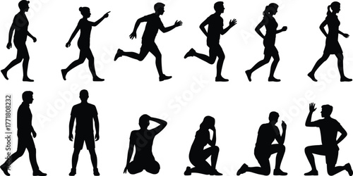 Hiking Trekking Man Silhouette Icon Vector Backpack Poles Outdoor Adventure Traveler Trail.