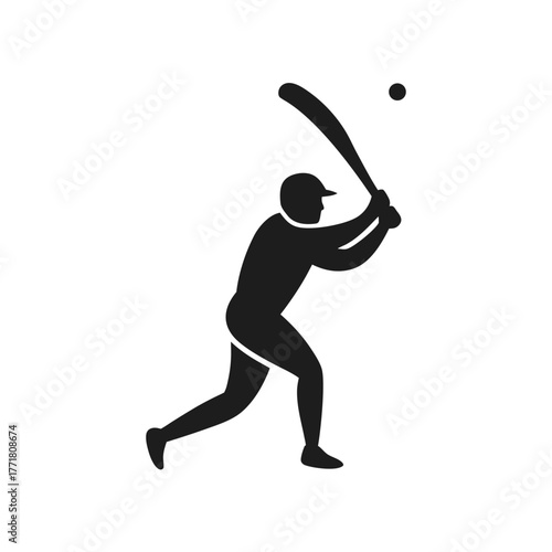 Minimal cricket batter hitting six silhouette vector clean design for cricket sport energy and power play concept
