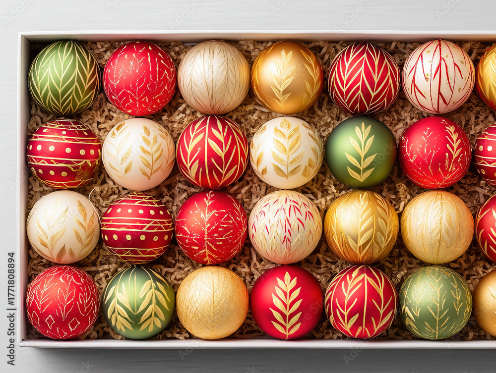 Obraz premium box of Christmas tree bulbs