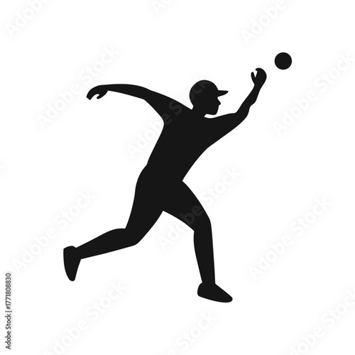 Minimal cricket fielder throwing ball silhouette vector clean design for team game and cricket competition concept