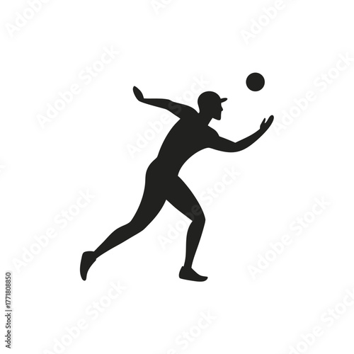 Minimal cricket fielder throwing ball silhouette vector clean design for athletic energy and field action illustration