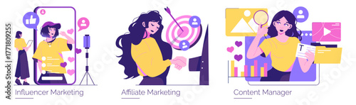 Creative Marketing Strategies Vector Illustration Set