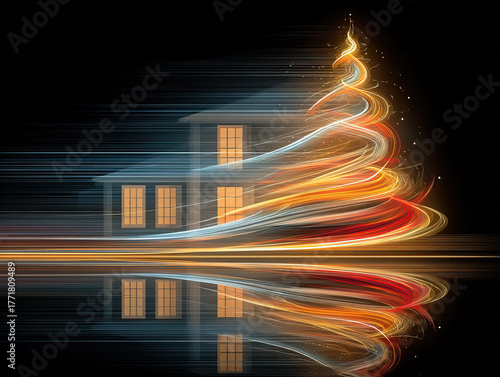 Christmas tree blur of lights