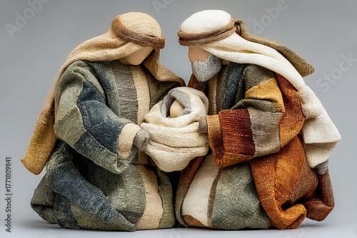 Hand-painted clay nativity ...