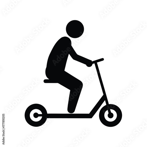 Minimal person riding scooter silhouette vector with white background for city travel and lifestyle art