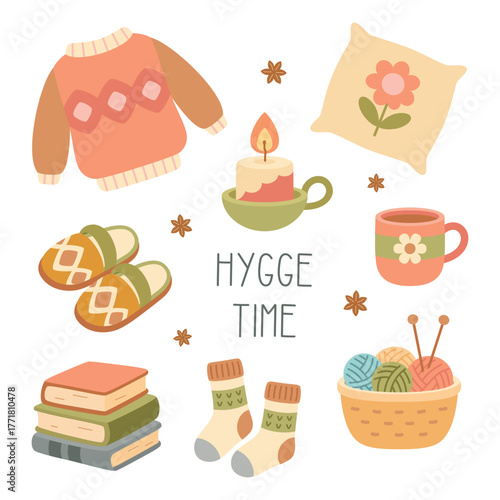 hygge time isolated on white