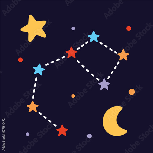 ursa constellation, flat style