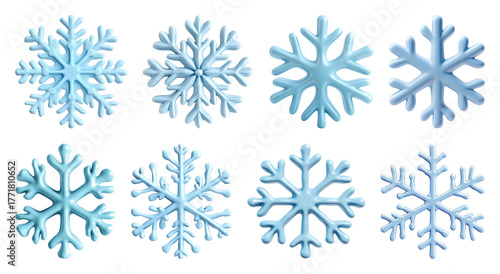PNG Intricate blue snowflake designs, element set on transparent background