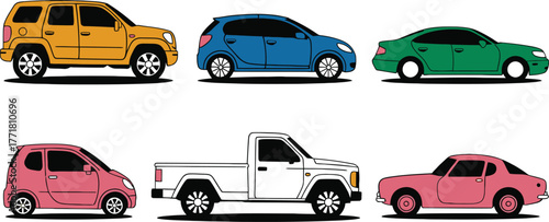 Illustration of different types of cars vector art design