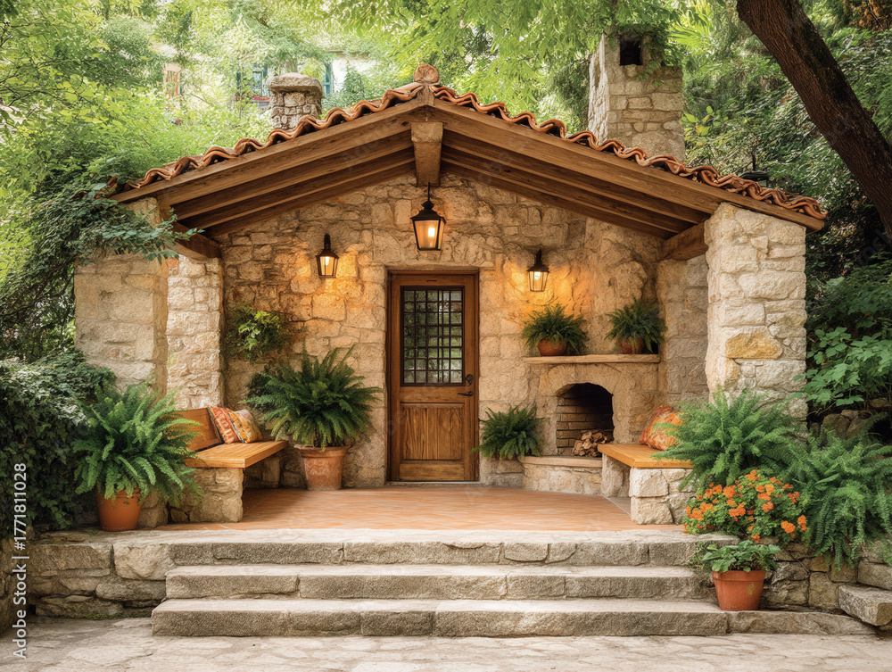 Fototapeta premium inviting outdoor fireplace