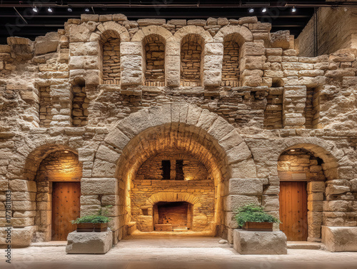 large medieval fireplace