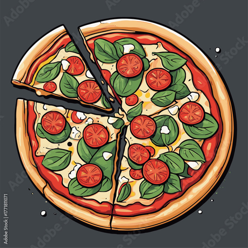 very delicious pizza food vector