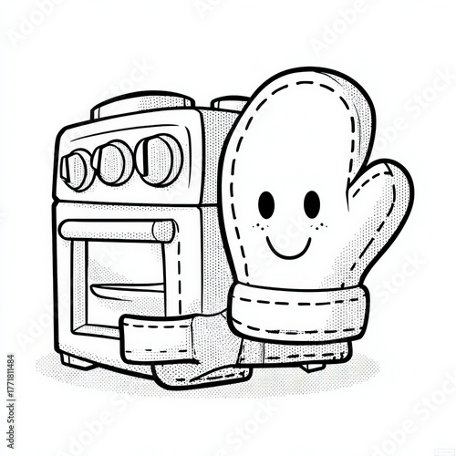 Coloring Page of Oven Mitts...