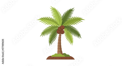 Stylized Coconut Palm Tree Illustration for Tropical and Vacation Themes