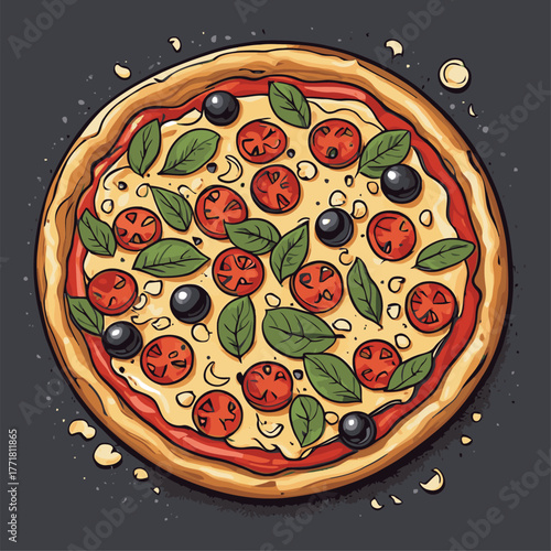 very delicious pizza food vector