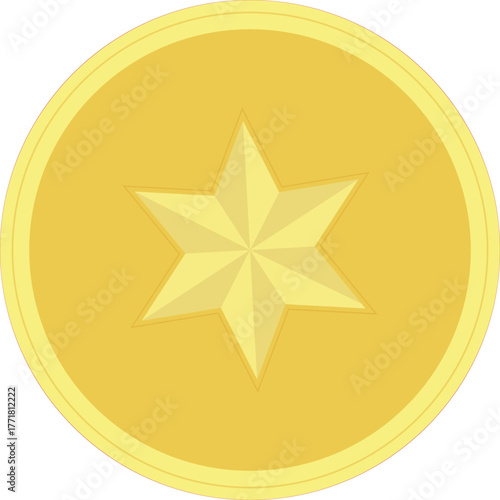 Gold Medal with Star Symbol – Victory and Achievement Award Icon on White Background