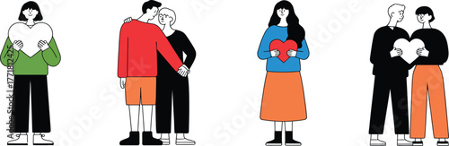 Lgbtq love and relationships illustration with diverse couples