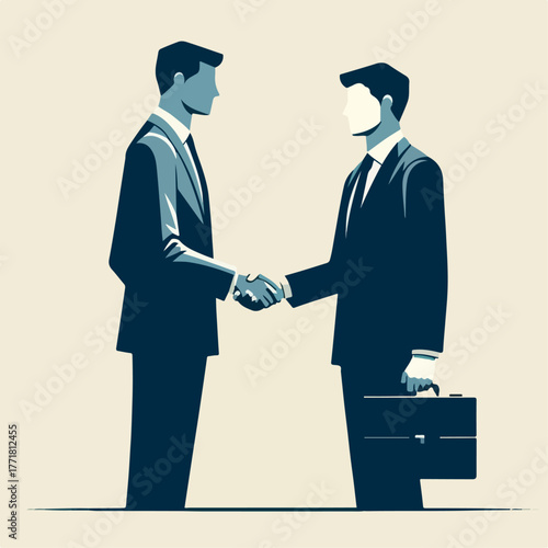 Minimalist vector of a businessman shaking hands