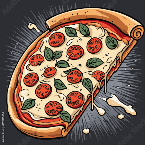 very delicious pizza food vector