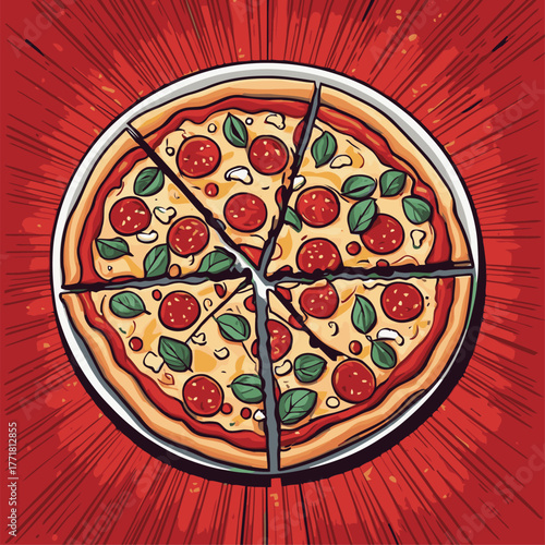 very delicious pizza food vector