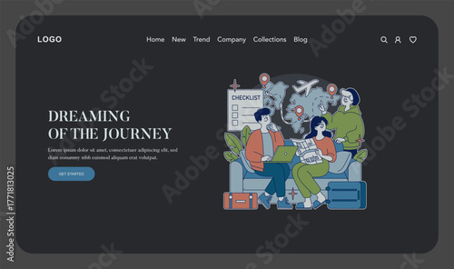 Planning a Journey Together with Laptop and Checklist