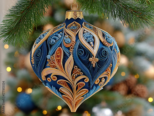 single blue Christmas bulb