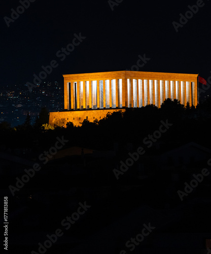 	
Anitkabir Mausoleum in the Night Lights Photo, Ankara Turkey (Turkiye)	
