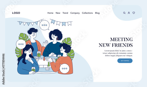 Group Gathering and Board Game Vector Illustration