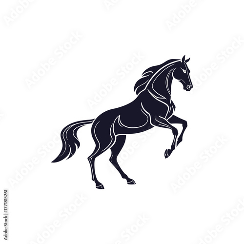Elegant Black Horse Logo Design on White Background