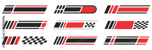 Racing Stripes and Motorsport Vector Collection – Checkered Flags, Dynamic Line Effects, Tuning Stickers, and Speed-Themed Sport Decals for Car Design