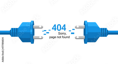 404 Page Not Found Error with Disconnected Electrical Plugs Symbolizing Broken Connection