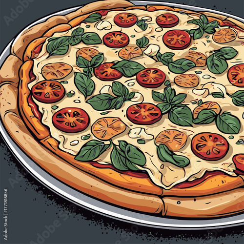 very delicious pizza food vector