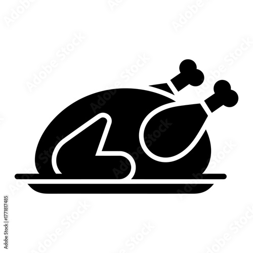Cooked Turkey icon Silhouette vector on white background